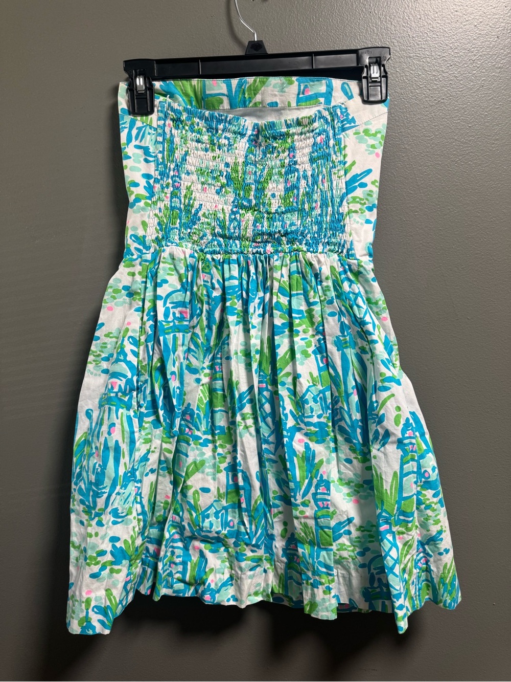Lilly Pulitzer Strapless High Beams Chandie Smocked Dress Retired Print Small - Picture 6 of 8
